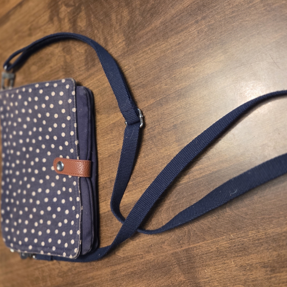 Thirty-One Navy Blue Polka Dot Crossbody Bag